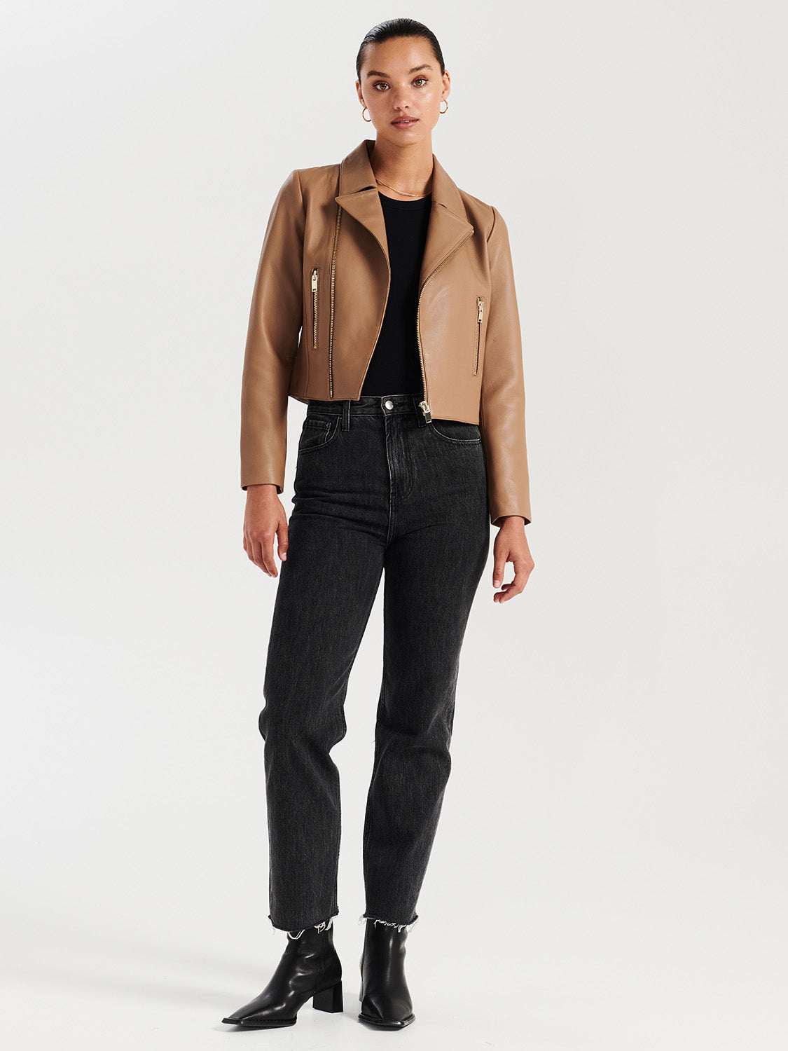Davina Leather Jacket - Almond