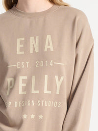 Stacked Text Sweater - Taupe